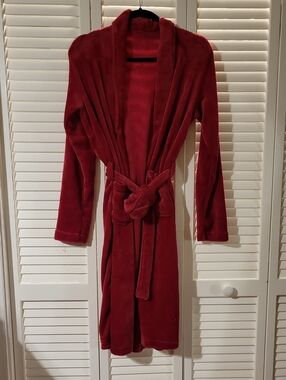 Source Unknown Plush Shawl Collar Robe -  Red
